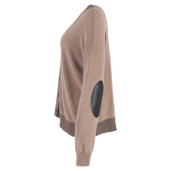 Maison Margiela Color-Blocked Elbow Patch Cardigan in Brown Cotton - Image 2