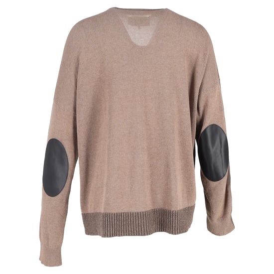 Maison Margiela Color-Blocked Elbow Patch Cardigan in Brown Cotton - Image 3