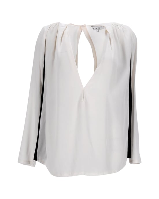 Sandro V-halsblouse van grijze zijde - Image 1