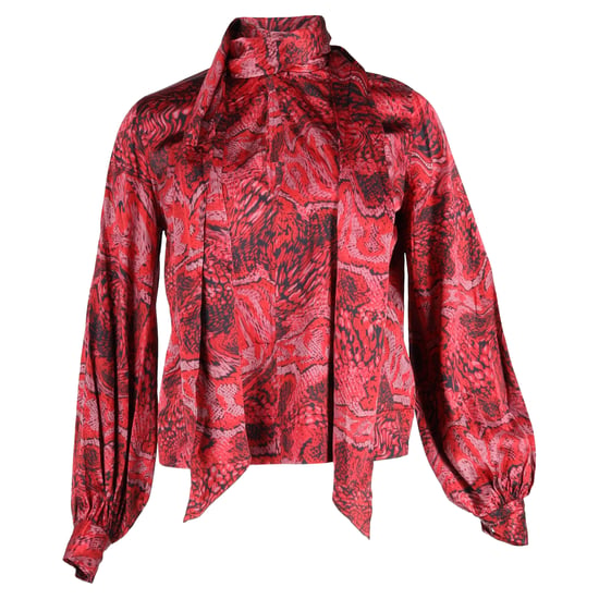 Ganni blouse met slangenprint in rode satijnen zijdemix - Image 1