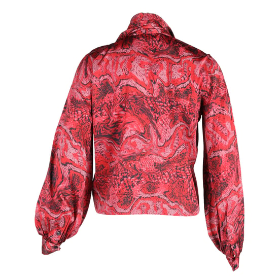 Ganni blouse met slangenprint in rode satijnen zijdemix - Image 3