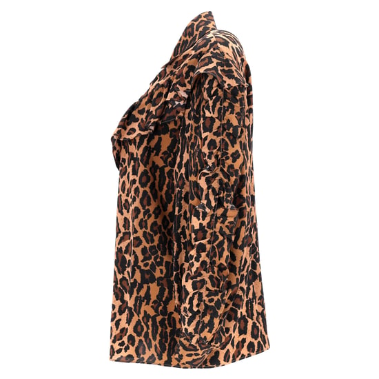 Miu Miu blouse met luipaardprint en ruches in bruine zijde - Image 2