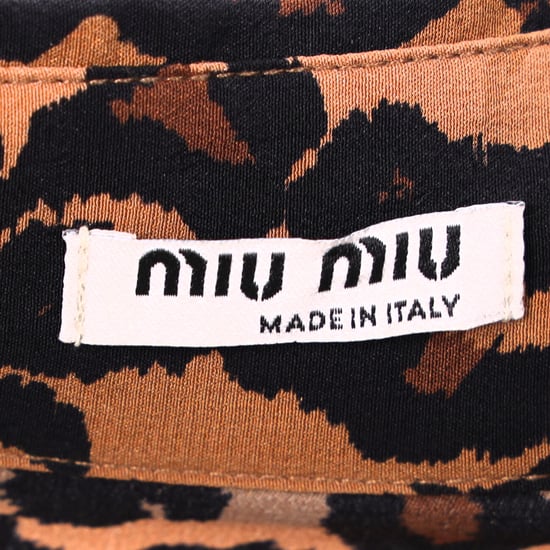 Miu Miu blouse met luipaardprint en ruches in bruine zijde - Image 4