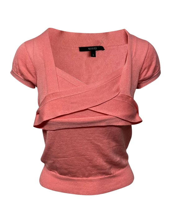 Gucci gebreide blouse van roze scheerwol - Image 3