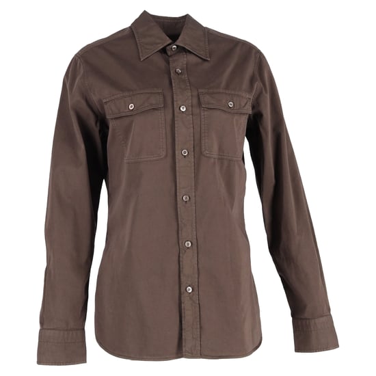 Tom Ford twill overhemd in bruin katoen - Image 1