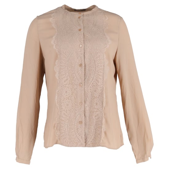 Alexander McQueen blouse met kanten afwerking in beige polyester - Image 1