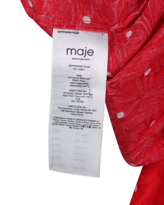 Maje overhemd met stippen en strik in rode viscose - Image 5