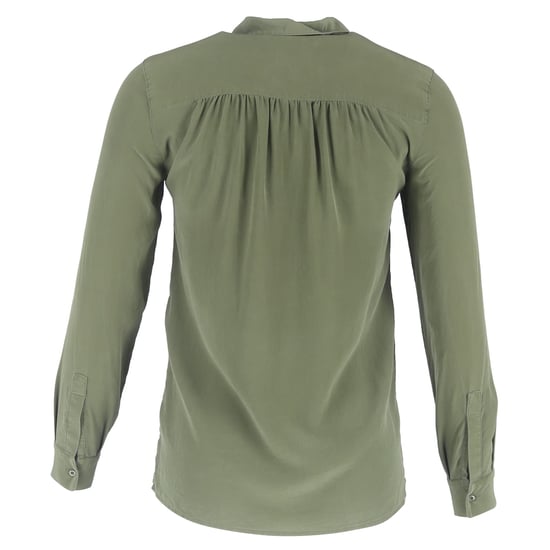 Maje blouse met halve knoopjes en borstzakken in olijfgroene zijde - Image 3