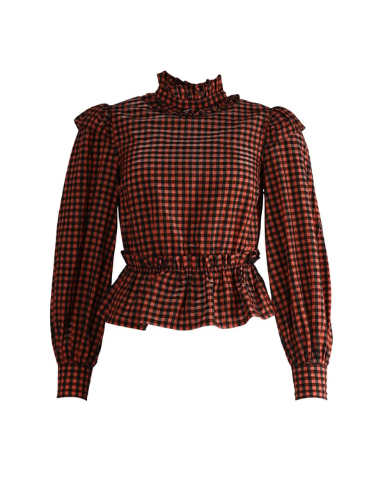 Ganni seersucker blouse met ruitpatroon in meerdere kleuren van polyester - Image 1