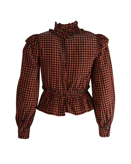 Ganni seersucker blouse met ruitpatroon in meerdere kleuren van polyester - Image 3