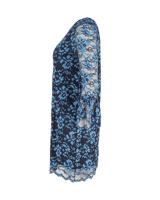 Ganni jurk met kanten mouwen en bloemenprint in blauw polyester - Image 2