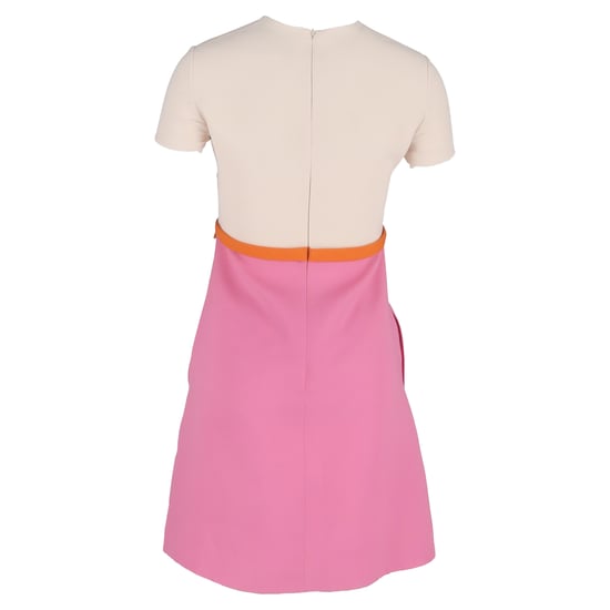 Valentino Colorblock A-lijn jurk met strikdetail in roze wol - Image 3