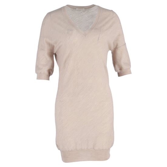 Chloé mini-jurk met V-hals in beige linnen - Image 1