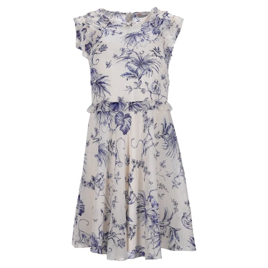 RED Valentino mini-jurk met apenprint en ruches in crèmekleurige zijde - Image 1