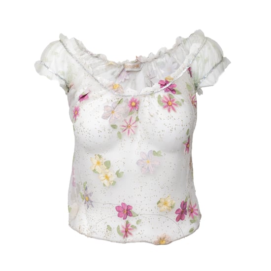 Roberto Cavalli doorschijnende top met bloemenprint - jaren '90 - Image 1
