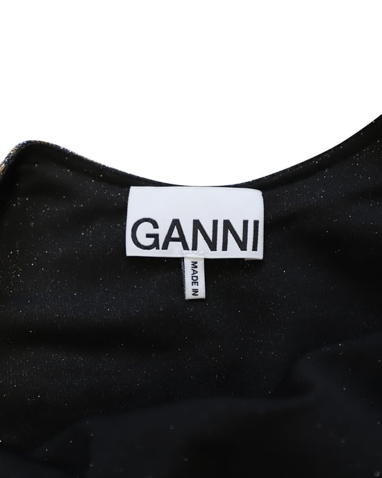 Ganni top met tijgerprint, pofmouwen en lurex gebreide stof in meerdere kleuren, polyester - Image 5