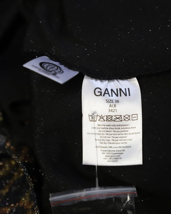 Ganni top met tijgerprint, pofmouwen en lurex gebreide stof in meerdere kleuren, polyester - Image 6