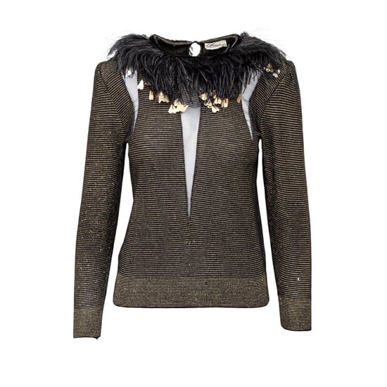 Valentino Boutique Top met verenversiering - jaren '80 - Image 1