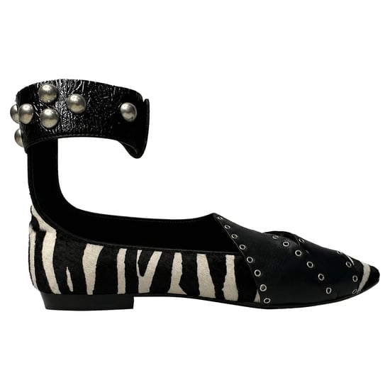 Isabel Marant Zebra Print Linzy Eyelet Puntige Ballerina's in Dierenprint Kalfsleder - Image 1