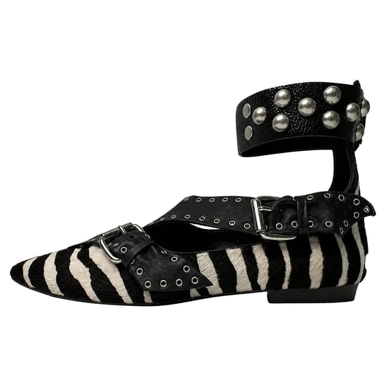 Isabel Marant Zebra Print Linzy Eyelet Puntige Ballerina's in Dierenprint Kalfsleder - Image 5