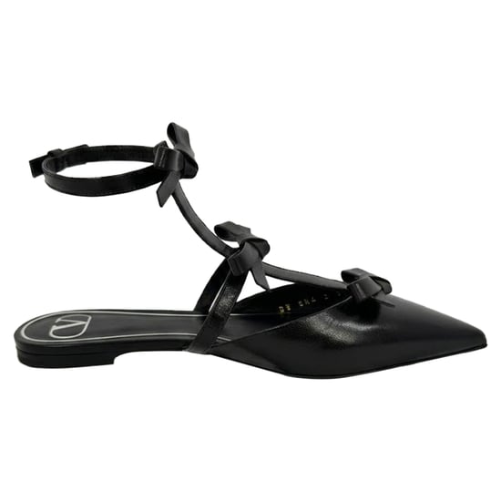 Valentino Garavani Franse Strik Ballerina Flats in Zwart Leder - Image 1