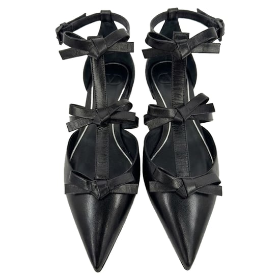 Valentino Garavani Franse Strik Ballerina Flats in Zwart Leder - Image 3