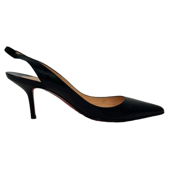 Christian Louboutin Kate 55 Slingback Pumps in Zwart Leer - Image 1