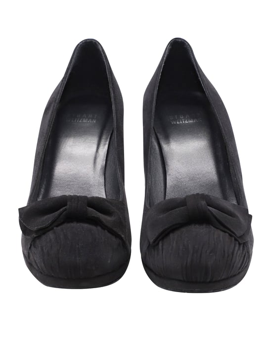 Stuart Weitzman hakken met strikdetail in zwart suède - Image 2