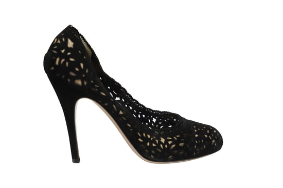 Valentino Garvani Laser Cut Pumps 115 in zwart suède - Image 1