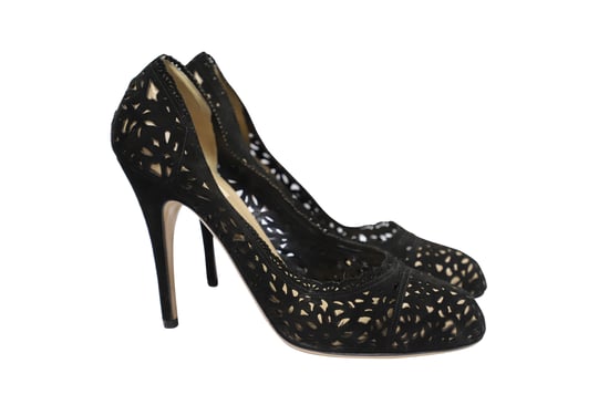 Valentino Garvani Laser Cut Pumps 115 in zwart suède - Image 3