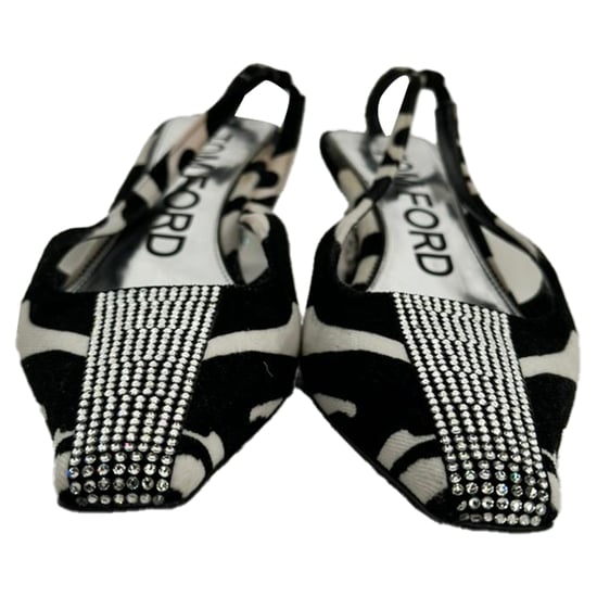 Tom Ford Zebra-Print Slingback Hakken in Zwart en Witte Suède - Image 2