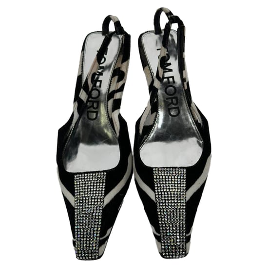 Tom Ford Zebra-Print Slingback Hakken in Zwart en Witte Suède - Image 3