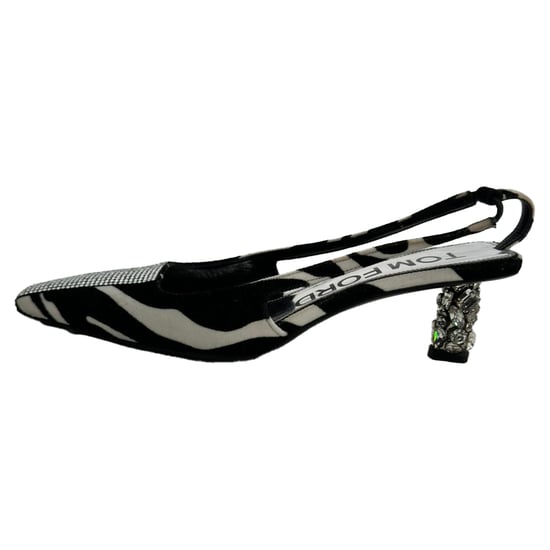 Tom Ford Zebra-Print Slingback Hakken in Zwart en Witte Suède - Image 6