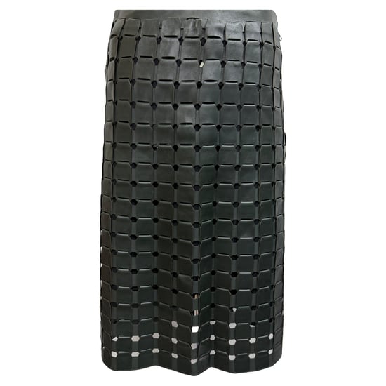 Geweven rok van Bottega Veneta in zwart leer - Image 3