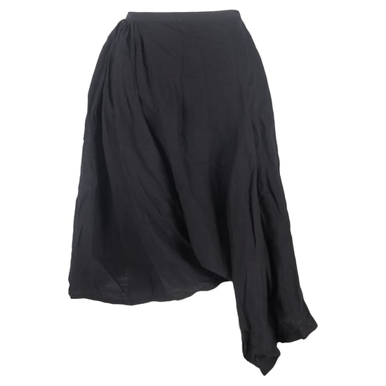 Yohji Yamamoto Asymmetrische gedrapeerde midi-rok van zwart katoen - Image 3