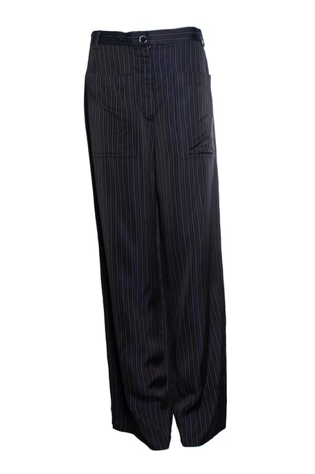 Dries van Noten, gestreepte wijde glanzende pantalon - Image 1