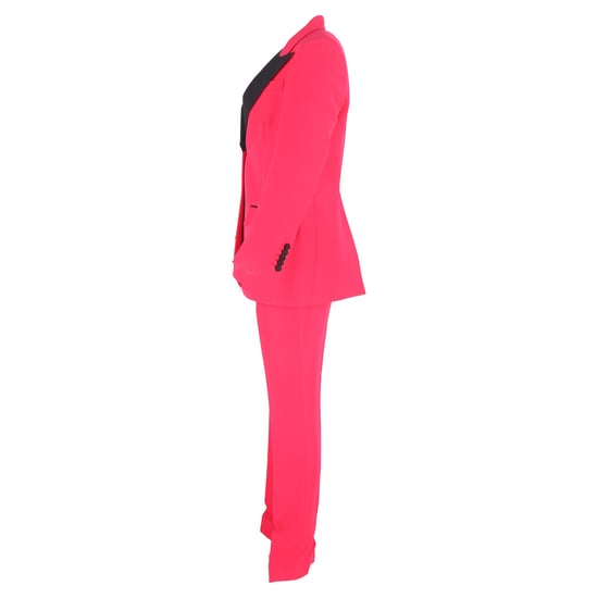 Gucci blazer en broek met contrasterende revers in roze wol. - Image 2