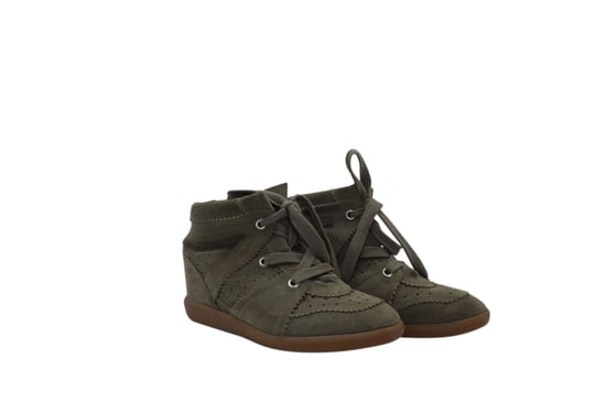 Isabel Marant Bobby Wedge vetersneakers in groen suède - Image 4