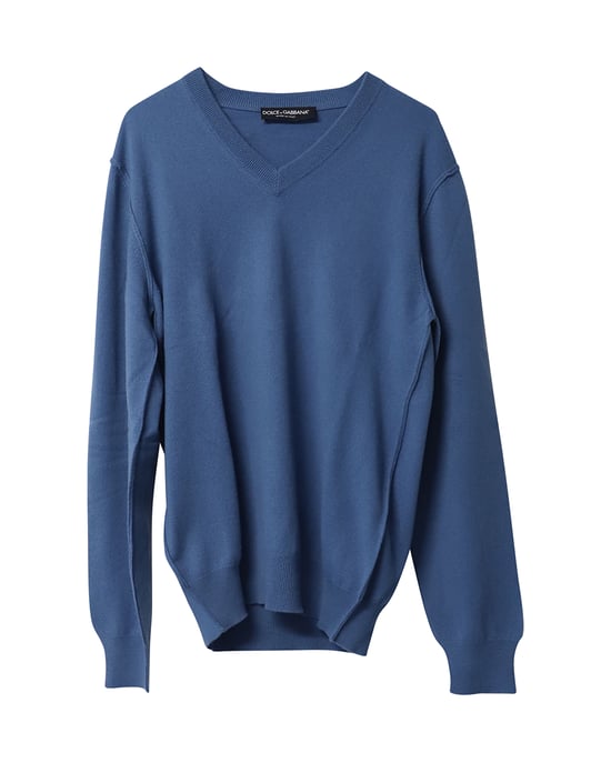 Dolce & Gabbana V-hals trui in blauw kasjmier - Image 2