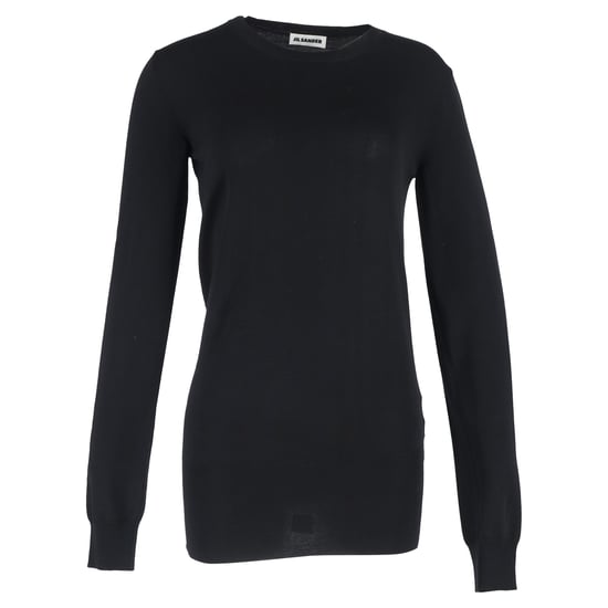 Jil Sander effen trui met ronde hals in zwarte wol - Image 1