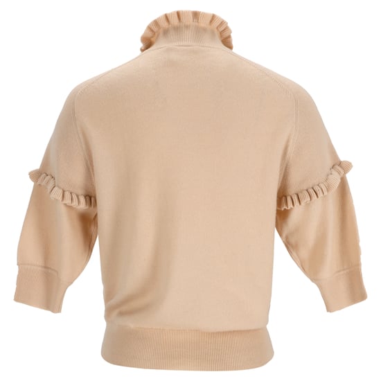 Chloé trui met ruches en korte mouwen in beige kasjmier - Image 3