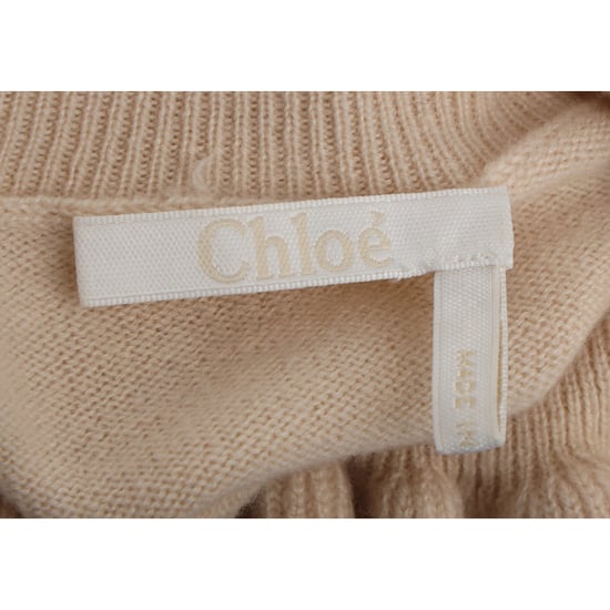 Chloé trui met ruches en korte mouwen in beige kasjmier - Image 4