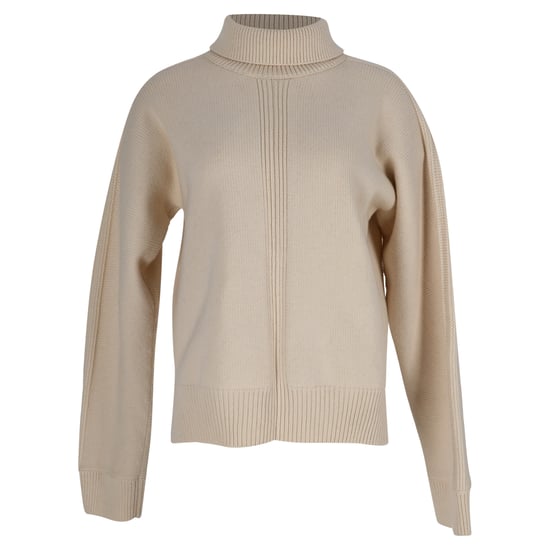 Gebreide trui met col en open rug van Jil Sander in crèmekleurige wol. - Image 1