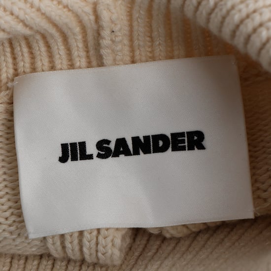 Gebreide trui met col en open rug van Jil Sander in crèmekleurige wol. - Image 4