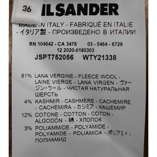 Gebreide trui met col en open rug van Jil Sander in crèmekleurige wol. - Image 5