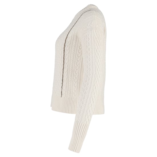 Michael Kors kabeltrui met kettingdetails in witte wol - Image 2