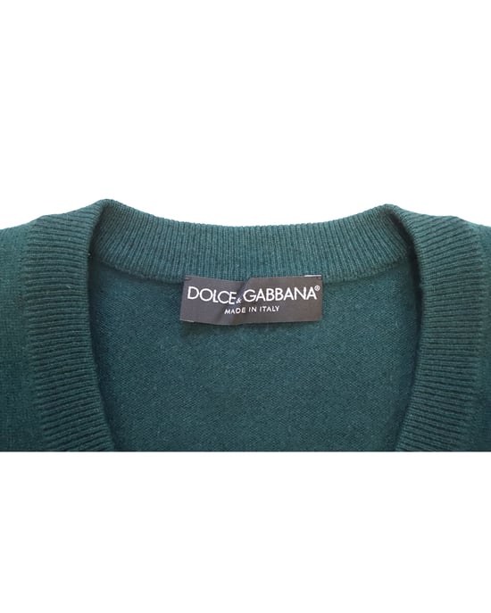 Dolce & Gabbana V-hals trui in groene kasjmier - Image 4