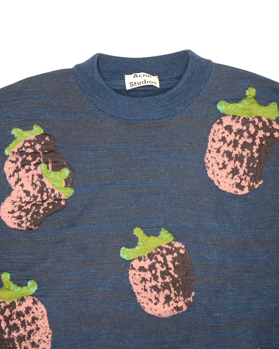 Acne Studio Koray Fruit-Jacquard Trui in Blauw Acryl - Image 3