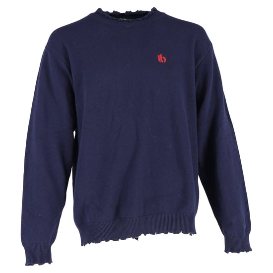 Balenciaga trui met geborduurd logo in marineblauwe wol - Image 1