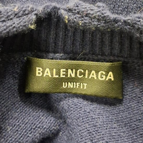 Balenciaga trui met geborduurd logo in marineblauwe wol - Image 4